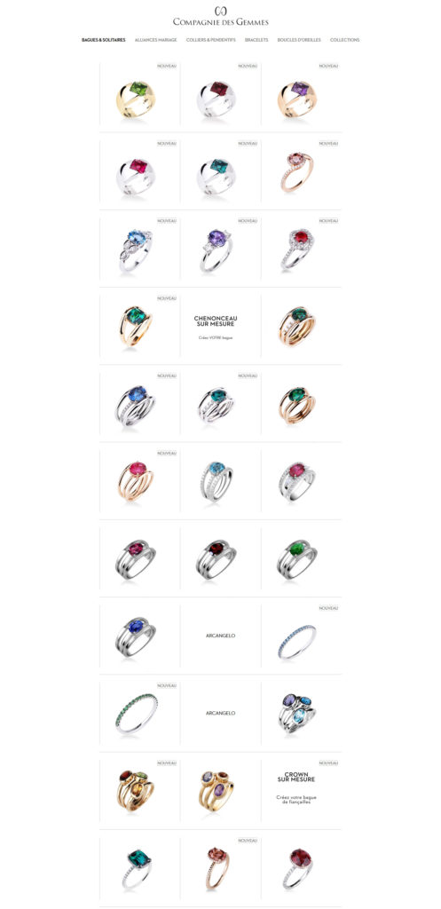 Site e-commerce joaillerie Compagnie des gemmes spécialiste en pierres de couleur