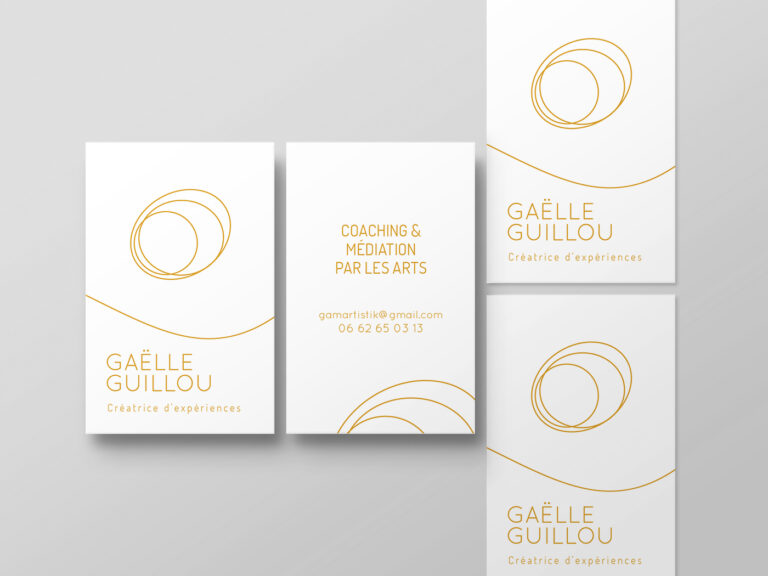 identité visuelle, logo, carte de visite de Gaëlle Guillou Coaching et Médiation par les arts