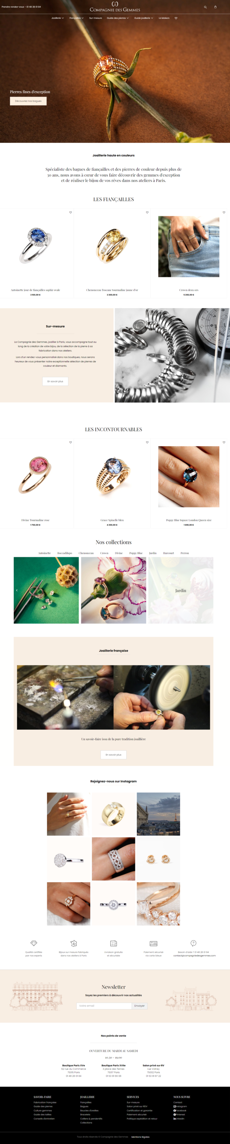 Refonte site e-commerce Compagnie des gemmes spécialiste en pierres de couleur