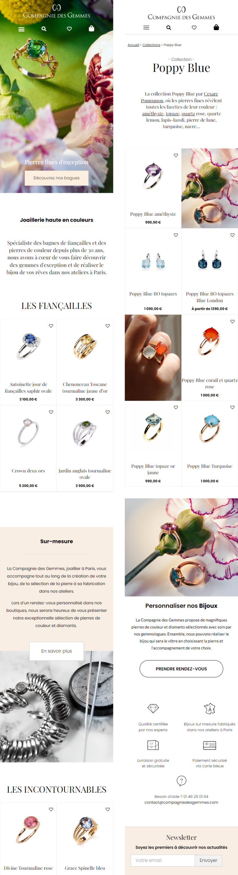 Refonte site e-commerce Compagnie des gemmes spécialiste en pierres de couleur